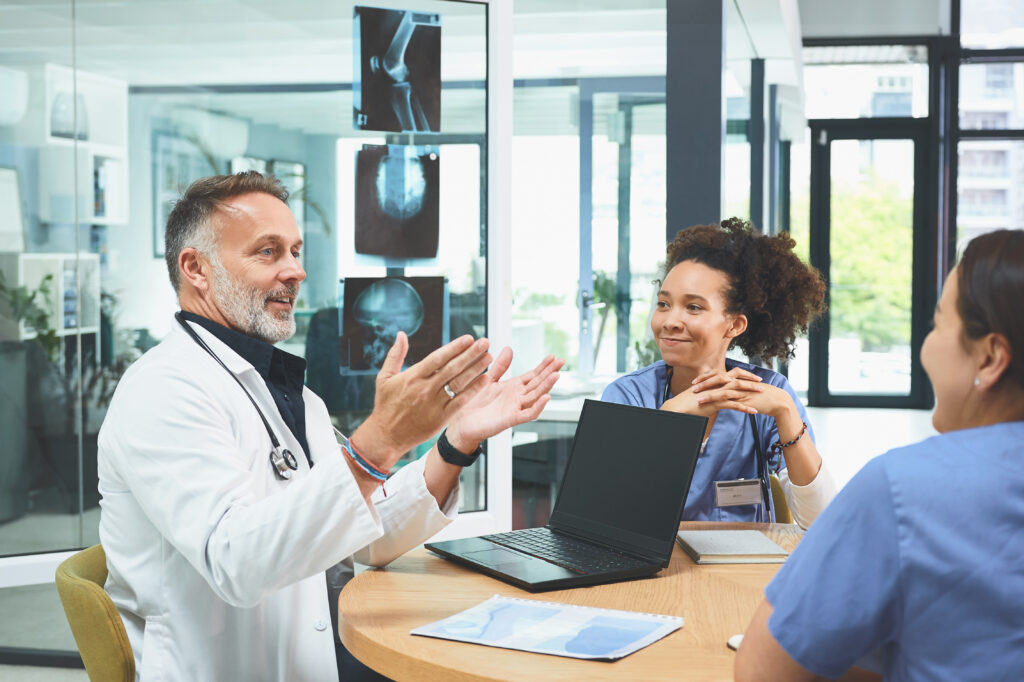 Shot of a team of doctors having a meeting in a hospital